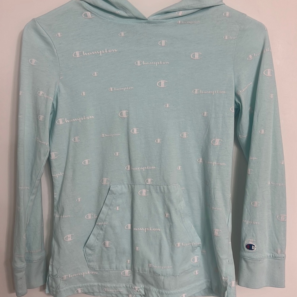Light Blue Champion Hoodie Girls (M)
